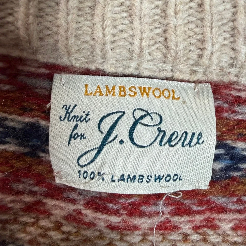 J. Crew Mens 100% Lambswool Fair Isle Crewneck Sweater‎ Multicolor Knit Large